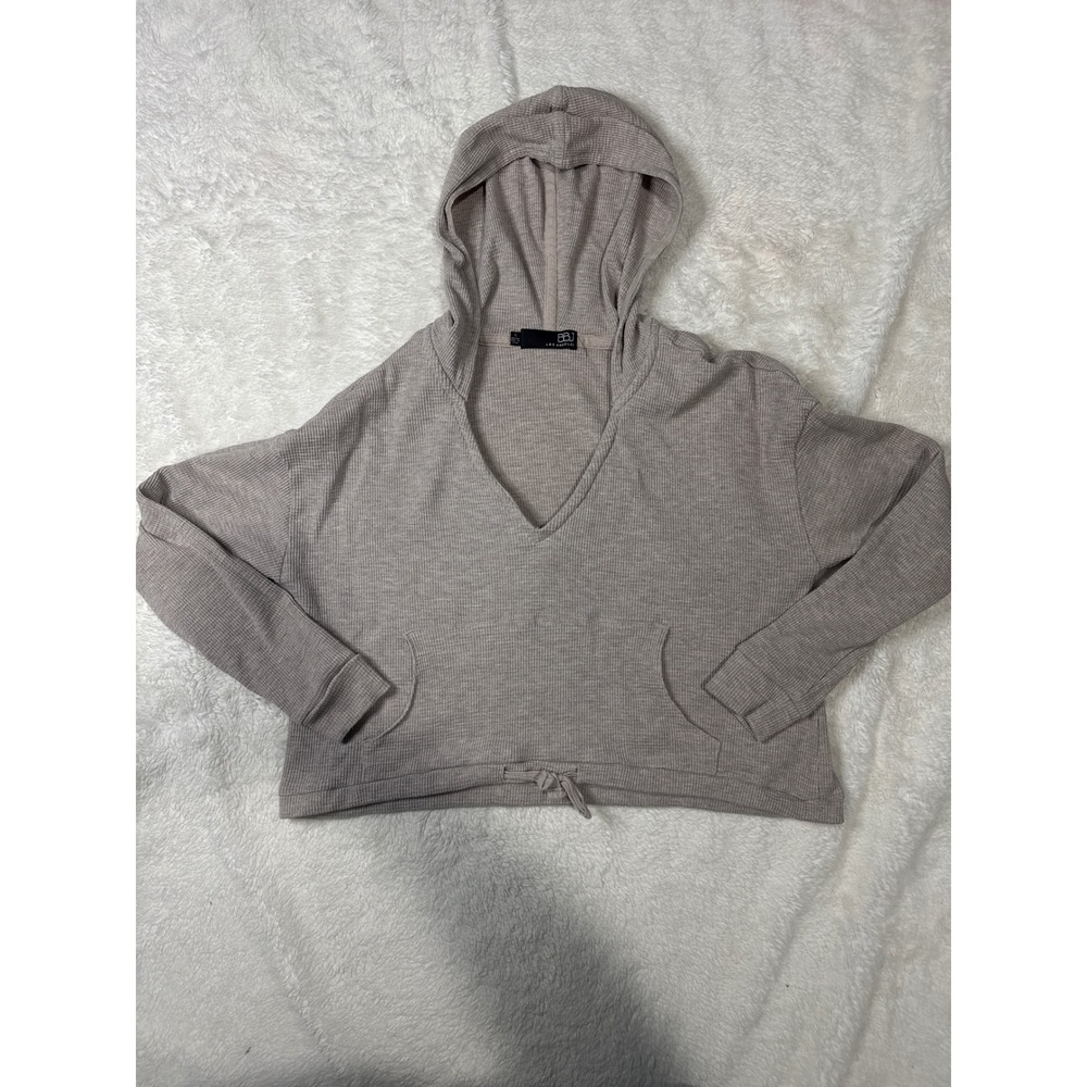 BBJ‎ Los Angeles Waffle Knit V Neck Cropped Hoodie Sweatshirt Women's M